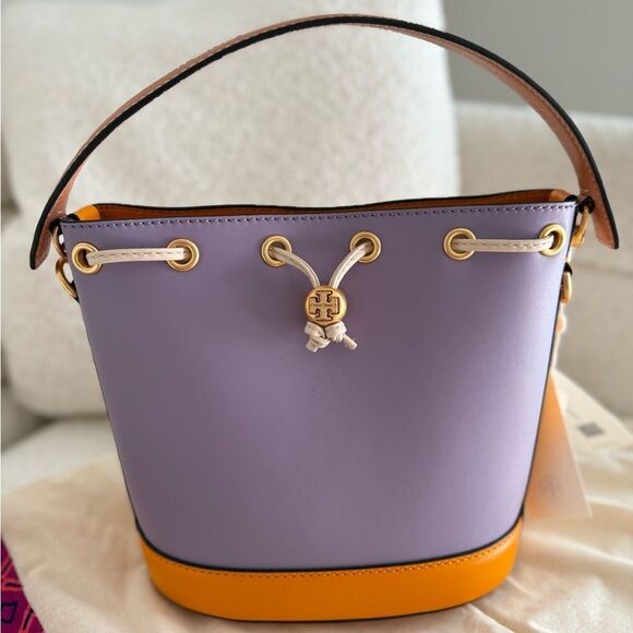 Tory Burch T Monogram Color - Block Bucket Bag, Thistle Mix, Style 88157, $498 - Picture 14 of 17